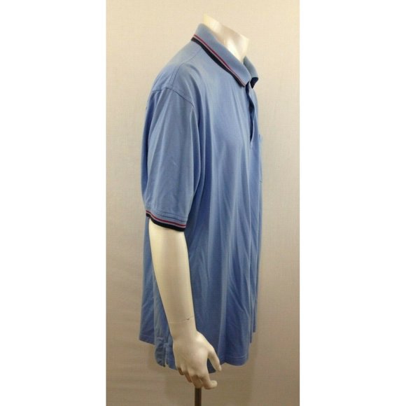 Tommy Hilfiger Pima Cotton Men's Blue Cuffed Short Sleeve Polo Shirt Size XXL - Picture 4 of 7